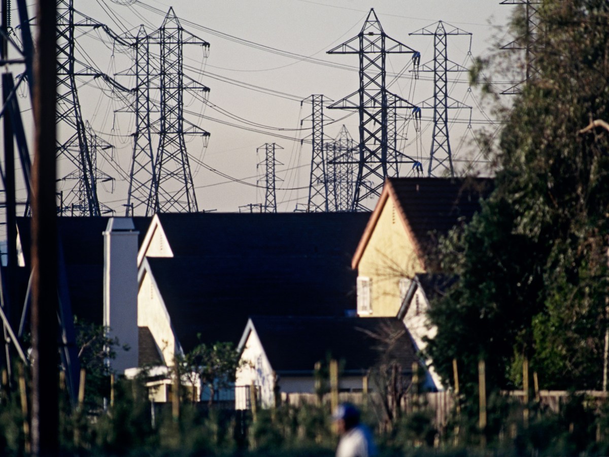 Powerlines stretch over a Southern California neighborhood.