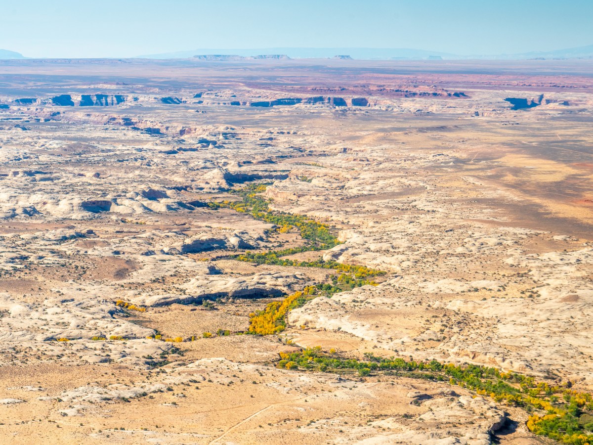 A view of the expansive Labyrinth Rims and Gemini Bridges area, which is managed by the Bureau of Land Management for a variety of uses.