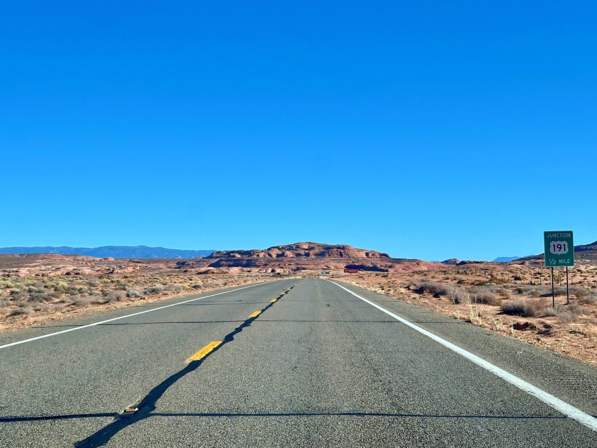 Red mesas on the Navajo Nation can be seen in Mexican Hat, Arizona, traveling near the intersection of State Route 89 and 191 along the uranium haul route.